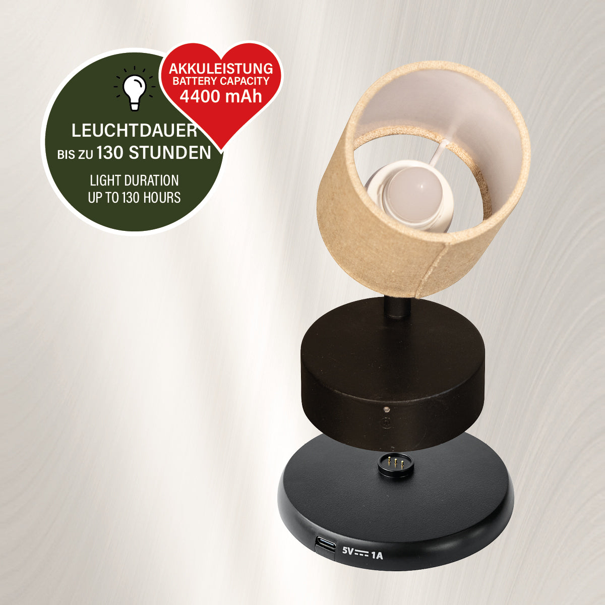 MAGNETIC PRO Akku-Wandleuchte Leinenschirm