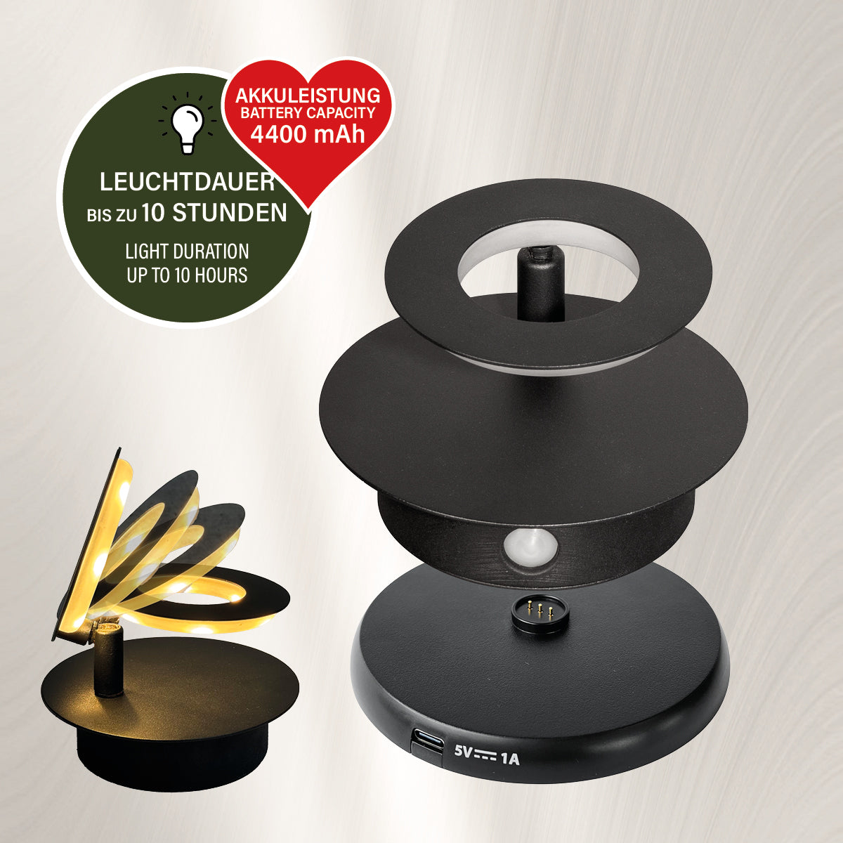 MAGNETIC PRO Akku-Wandleuchte Ring sandschwarz
