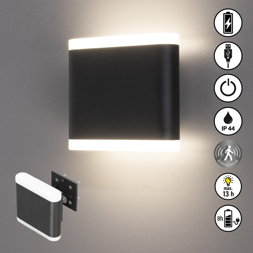 MAGNETIC PRO Akku-Wandleuchte sandschwarz Acryl satiniert