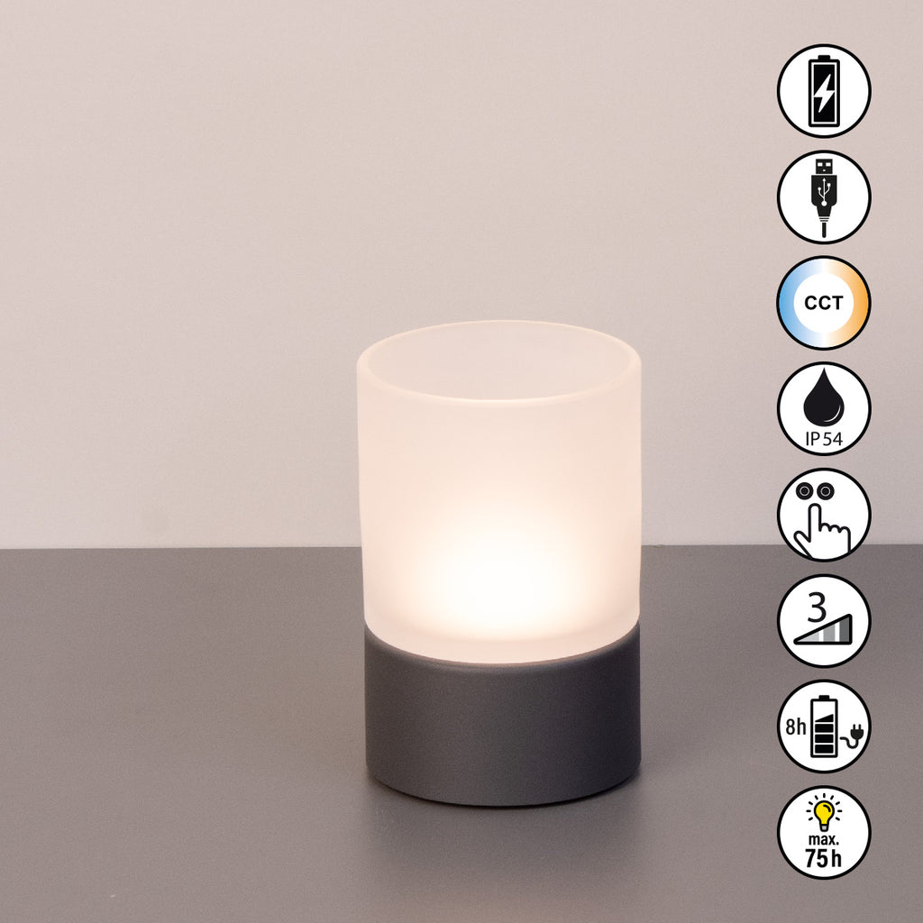 ARIVA PRO Akku-Windlicht satiniert (klein)