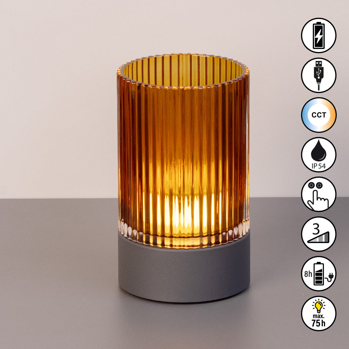 ARIVA PRO Akku-Windlicht gerillt (groß)