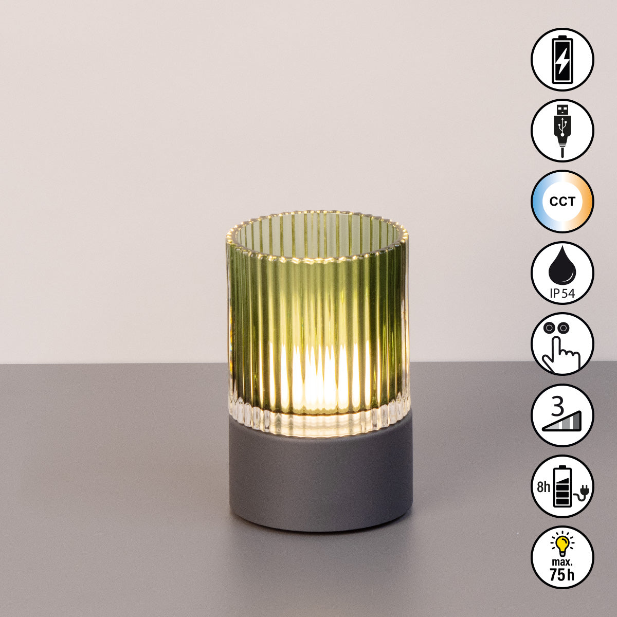 ARIVA PRO Akku-Windlicht gerillt (klein)