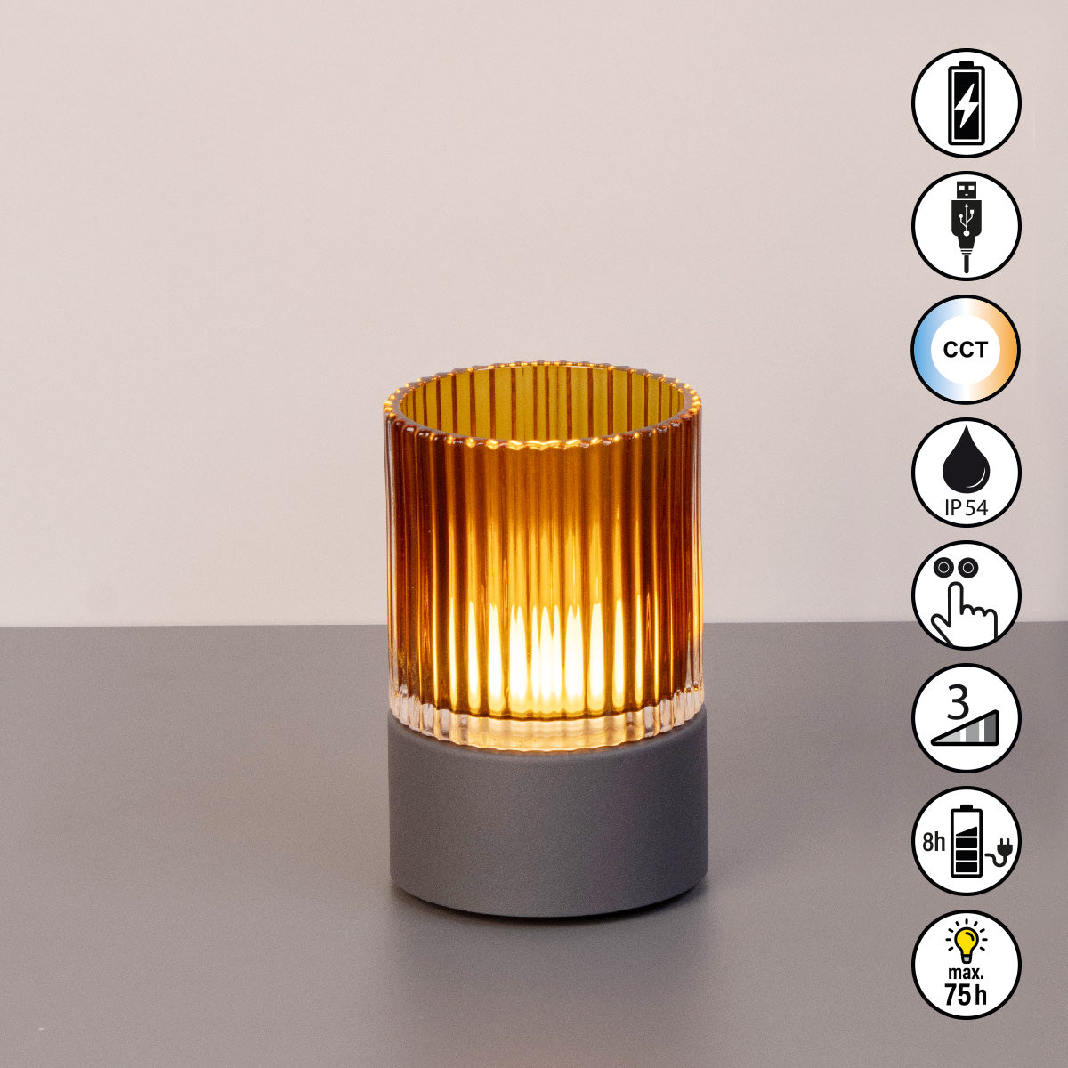 ARIVA PRO Akku-Windlicht gerillt (klein)